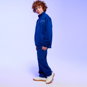 Син суитшърт с яка