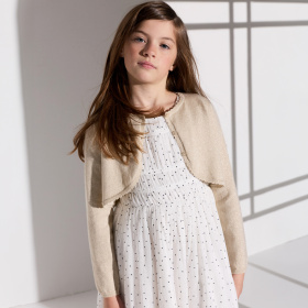 Лъскава плетена бежова жилетка