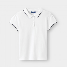 Бяла поло блуза от пике